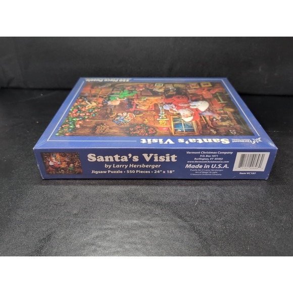 Santa's Visit Jigsaw 550 Pieces, Larry Hersberger Art‎ Puzzle, Vermont Christmas - Picture 3 of 6